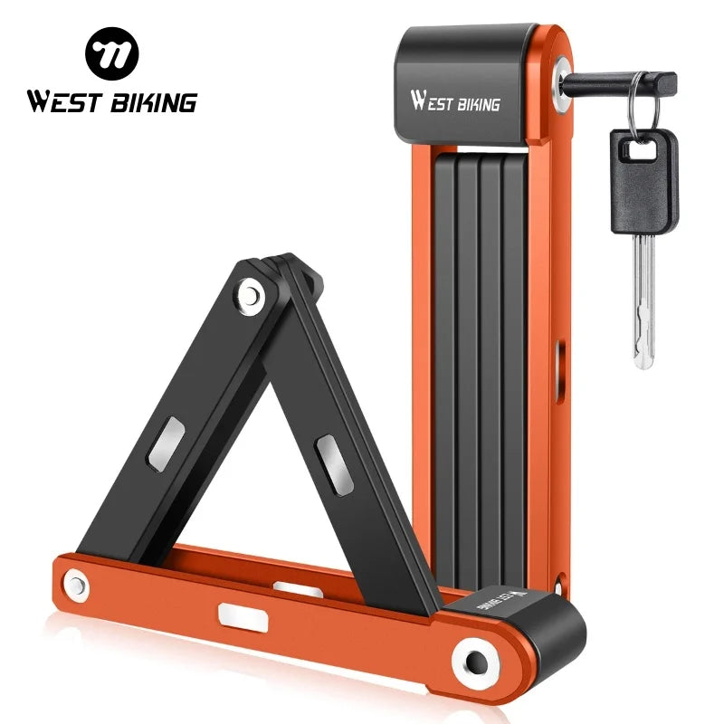 WEST BIKING Foldable Bicycle Lock Anti-theft MTB Road Bike High Security Folding Lock Motorcycle Scooter E-Bike Accessories