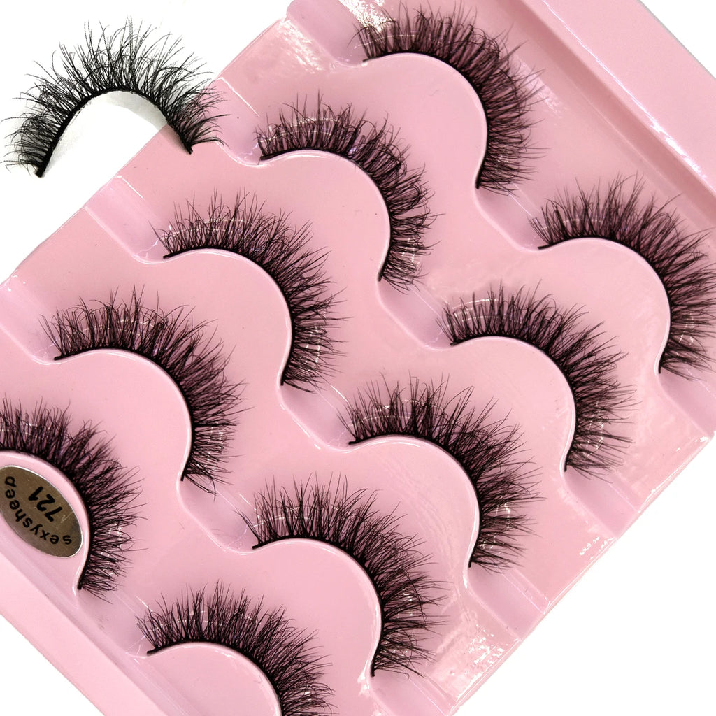 New 5 pairs of natural 3D mink false eyelashes makeup short false eyelashes f makeup beauty tools wholesale  H13mini