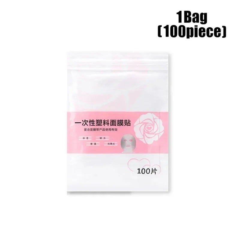 100-500pcs Disposable Plastic Film Full Face Cleaner Mask Neck Stickers Paper Transparent Masks Wrap Facial Beauty Makeup Tools