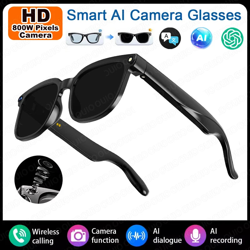 800W Pixel Smart Camera Glasses Wireless Communication Dual Speakers AI Translation Voice Assistant Bluetooth 5.4 Smart Glasses