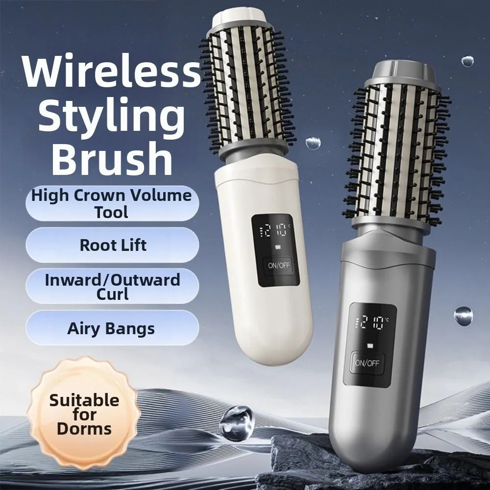 Hot Cordless Ionic Hair Straightener Brush Portable USB Rechargeable Straightener Curler 2 in 1 Anti Damage Hot Comb Hair Care
