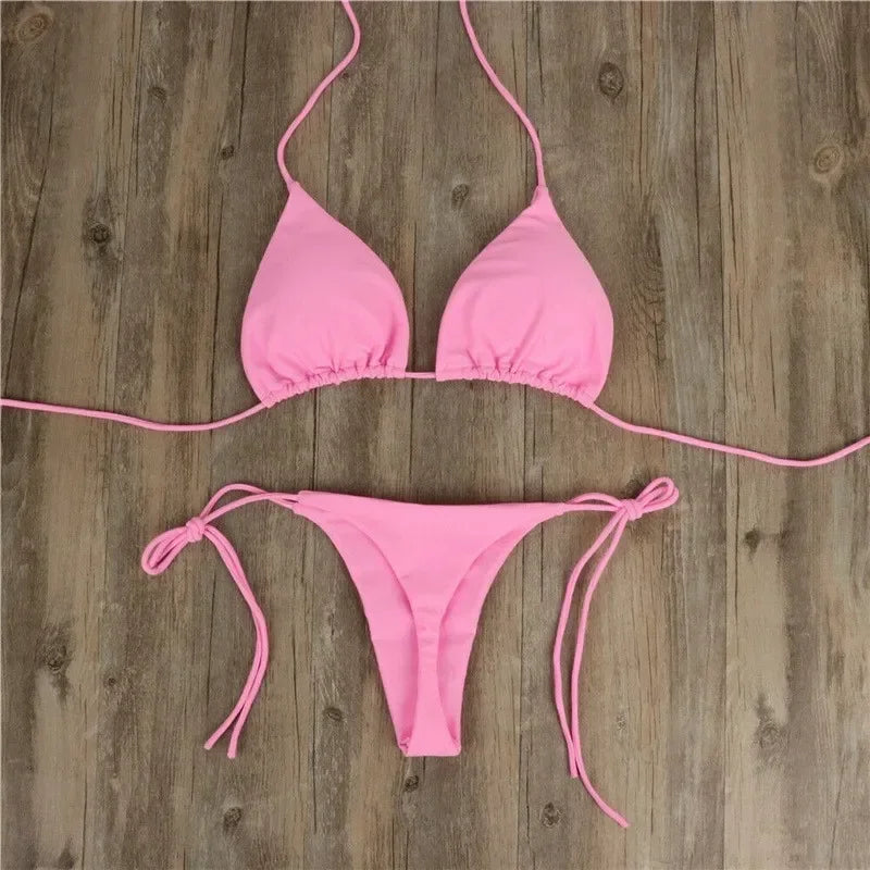 Summer Swimsuit Women Sexy Bikini Set Push-up Padded Bra Thong Two Pieces Swimwear Beachwear Bathing Suit Female Sexy Swimsuits