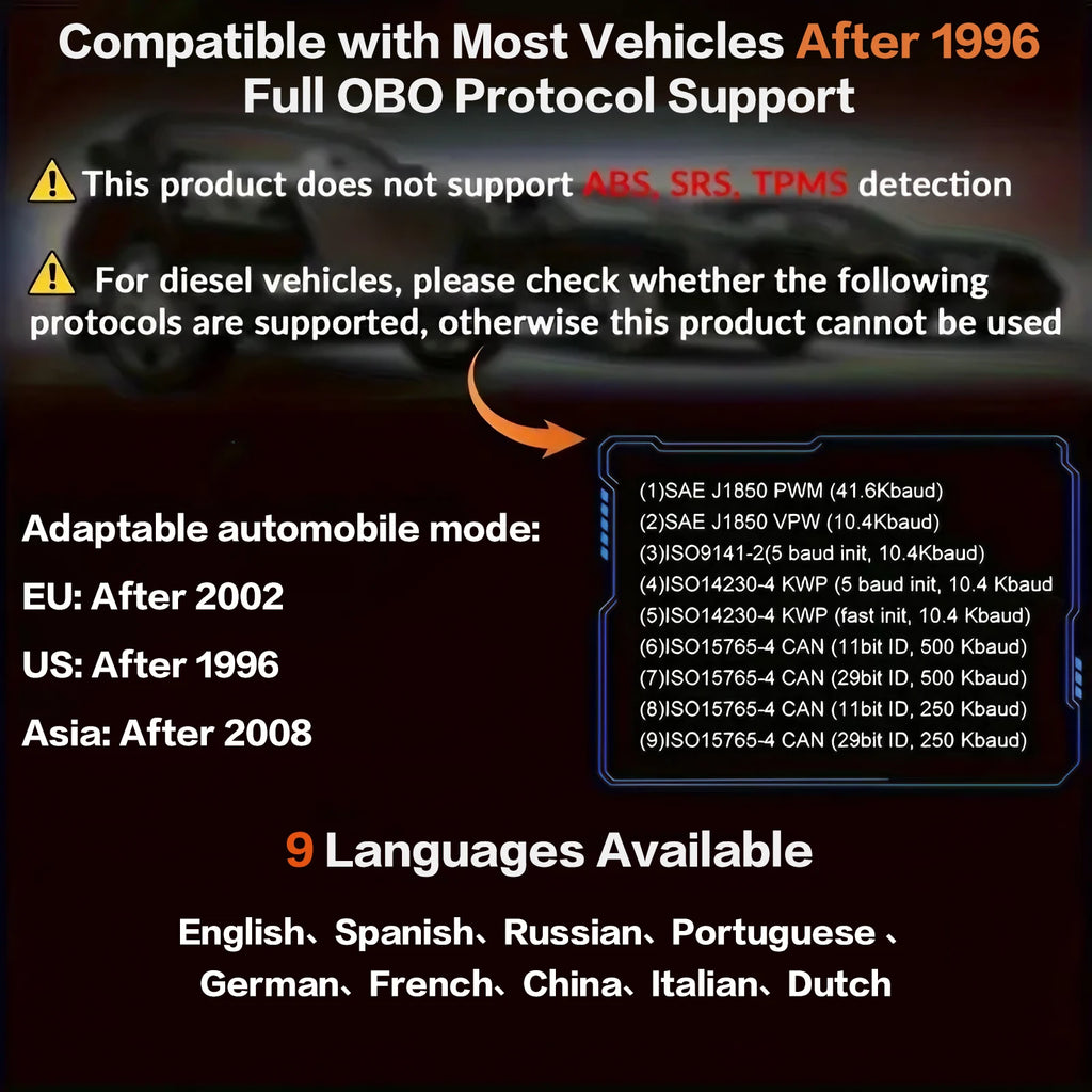 USB Powered Car Diagnostic Tool Engine Code Reader CAN Data Streaming DTC Lookup I/M Readiness Tool for Automotive Repair