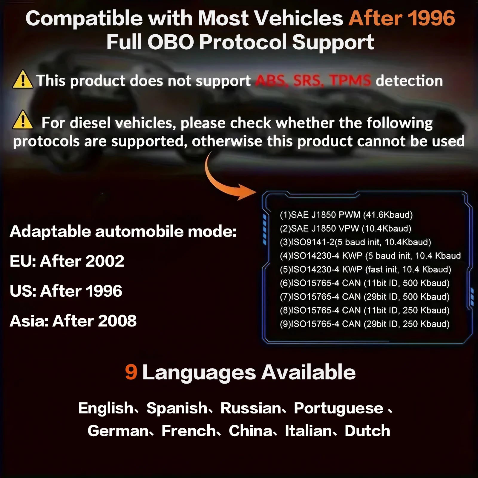 USB Powered Car Diagnostic Tool Engine Code Reader CAN Data Streaming DTC Lookup I/M Readiness Tool for Automotive Repair