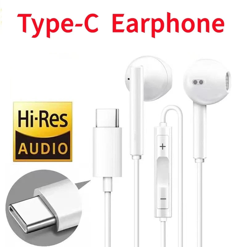 Original TypeC 3.5mm Headphones For Wired in-ear Earphones Xiaomi Mi 17 14 13 12 11 Redmi Note 10 9 8 7 Samsung Phone Earbuds