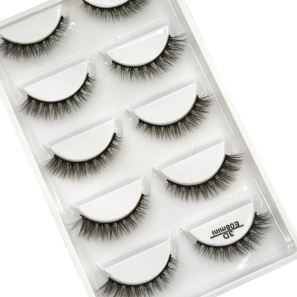 New 5 pairs of natural 3D mink false eyelashes makeup short false eyelashes f makeup beauty tools wholesale  H13mini