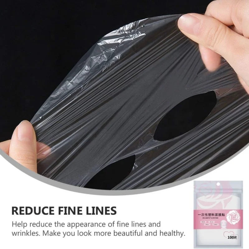 100-500pcs Disposable Plastic Film Full Face Cleaner Mask Neck Stickers Paper Transparent Masks Wrap Facial Beauty Makeup Tools