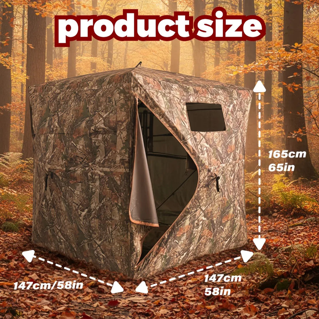 Camouflage Pop-Up Hunting Blind Easy Setup Ground Shelter Outdoor Camo Blind with Storage for Deer Turkey Duck Archery Season