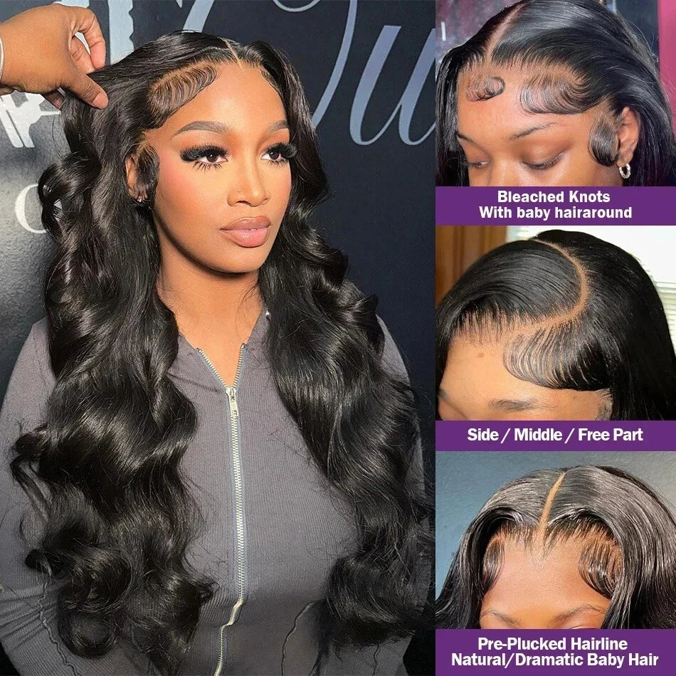13x4 13x6 250 Density Body Wave Human Hair Wigs 32 36 Inches Lace Front Human Hair Wig Pre Plucked With Baby Hair For Women