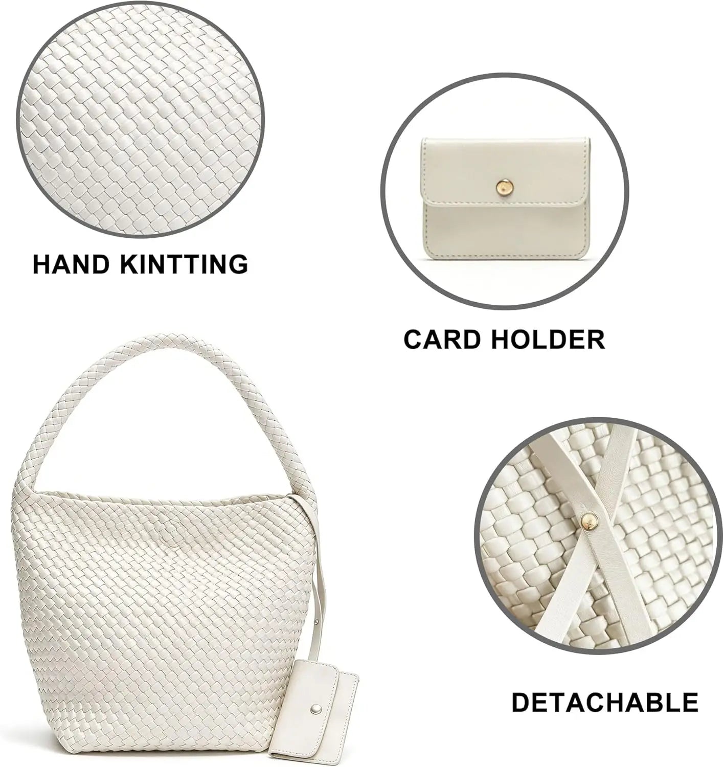 Woven Tote Bag For Women,shoulder Handbag Woven Purse,Beach Bag PU Leather Hobo Bag For Work Summer Travel | Elegant, Fashion