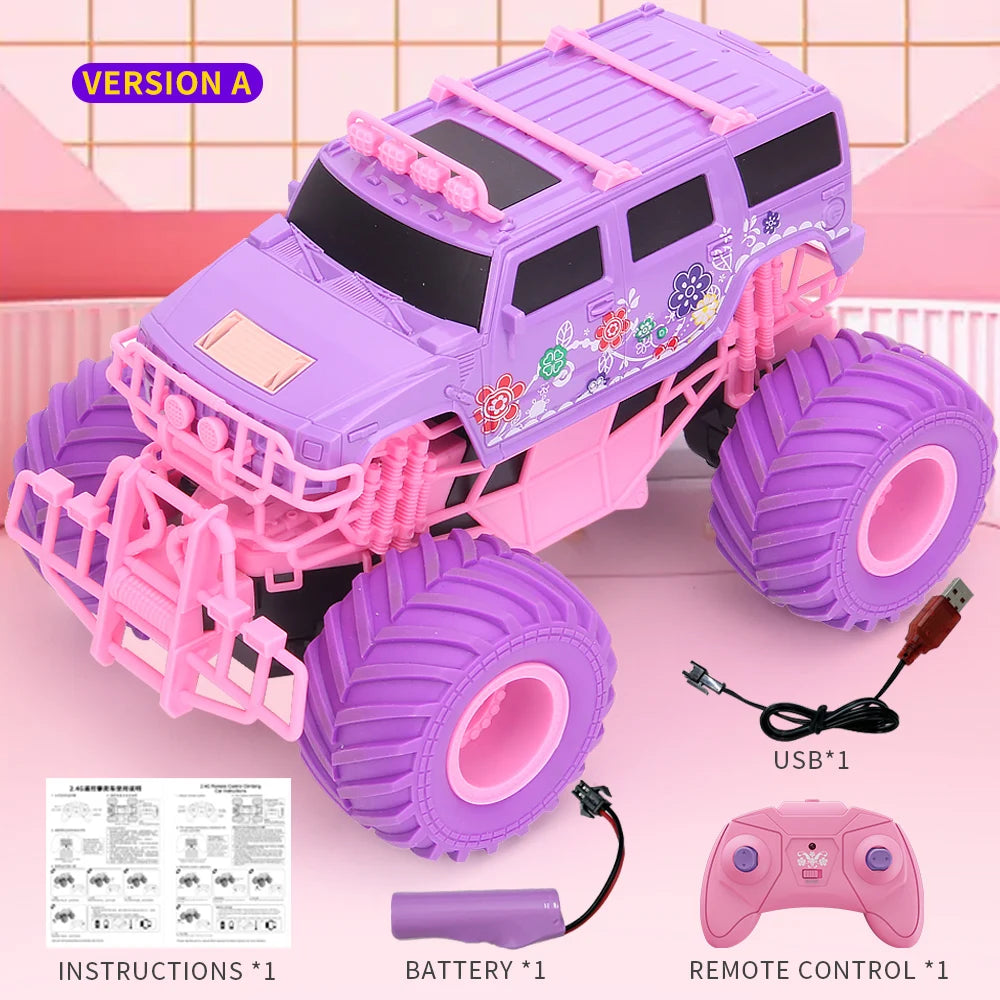 Pink RC Car Pickup Truck Electric Climbing Drop-resistant Stunt Remote Control Toy For Children Party Gift Christmas Ornament