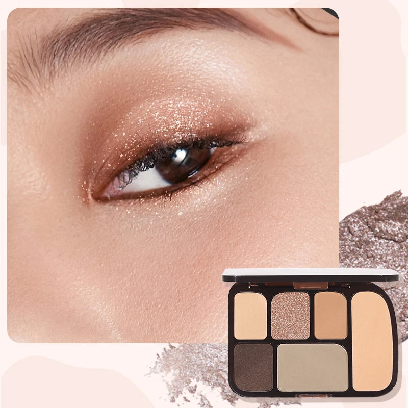 6-Color Earth Tone Eyeshadow Palette With Shimmer& Matte Finishes, Waterproof , Sweat-Resistant, Long-Wearing , Smudge-Proof