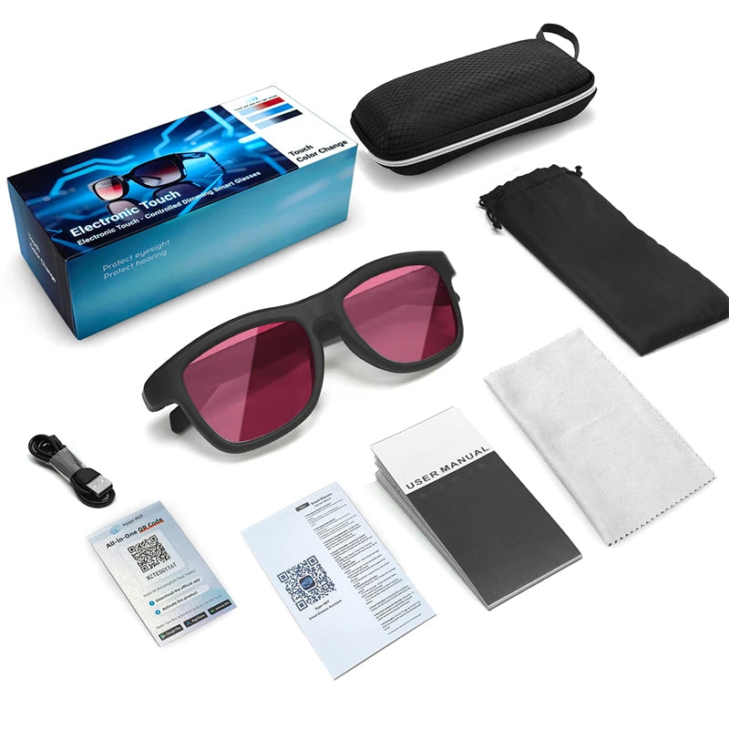 Creatively Smart Sunglasses Electronic Switching Color Change Dimming AI Translation Music Audio BT Calling Intelligente Glasses