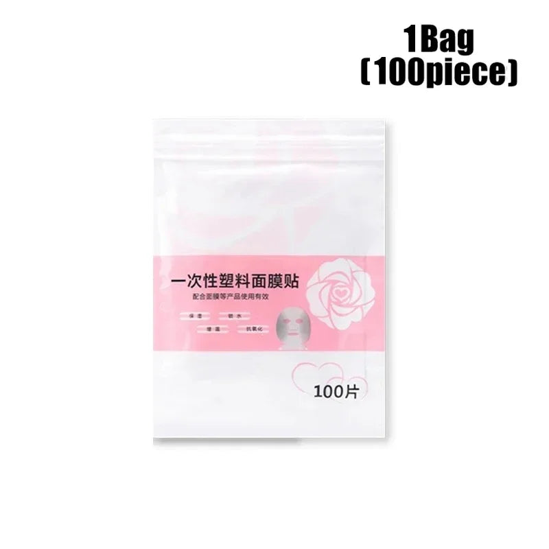 100-500pcs Disposable Plastic Film Full Face Cleaner Mask Neck Stickers Paper Transparent Masks Wrap Facial Beauty Makeup Tools