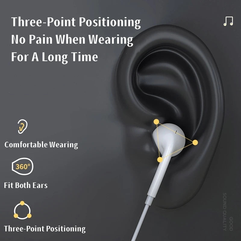 Original TypeC 3.5mm Headphones For Wired in-ear Earphones Xiaomi Mi 17 14 13 12 11 Redmi Note 10 9 8 7 Samsung Phone Earbuds
