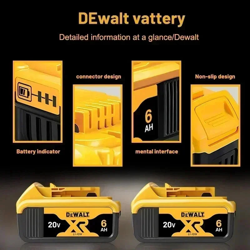 100% Genuine Dewalt 20V Battery,5AH 6AH Rechargeable Lithium Ion Battery, Dewalt DCB200 Power Tool Replacement Battery