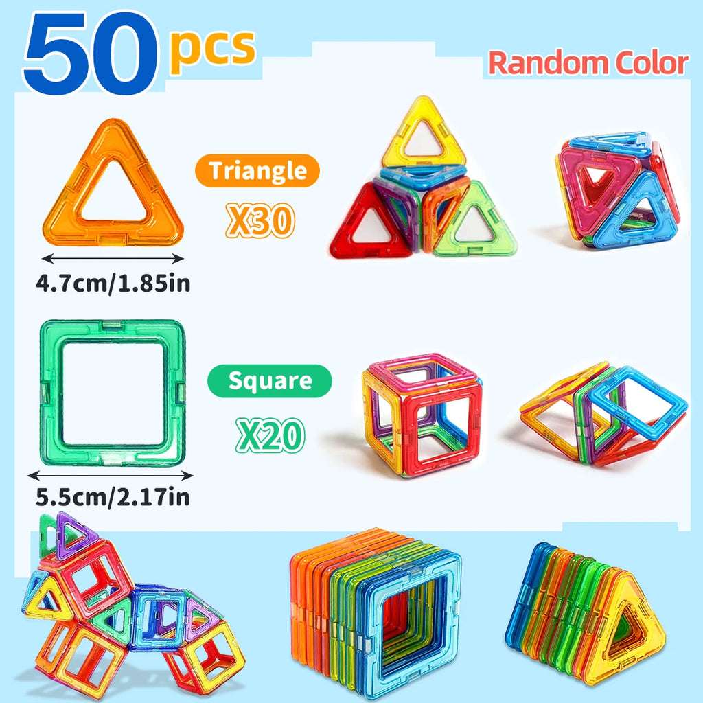 Medium Size Magnetic Block Building Toy Set，Creative Construction STEM Toy,Back-to-School Season, Birthday Gift