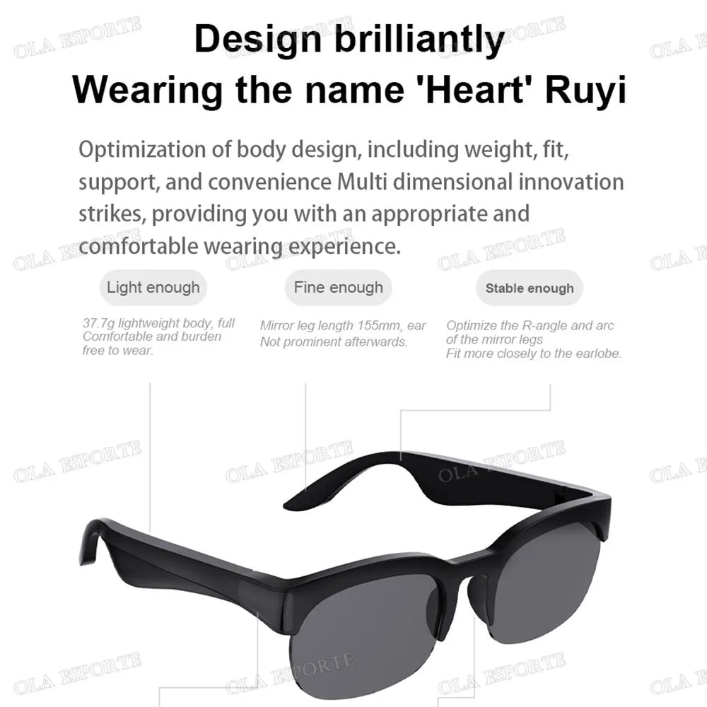 New Smart Bluetooth V5.3 Sunglasses Glasses Call Outdoor Sports Headphones HIFI Black Technology Anti-touch UV For Men And Women