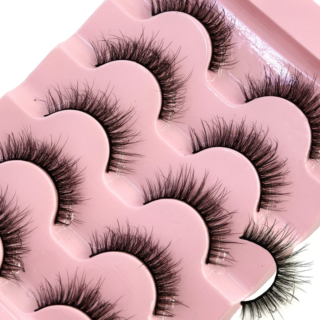 New 5 pairs of natural 3D mink false eyelashes makeup short false eyelashes f makeup beauty tools wholesale  H13mini