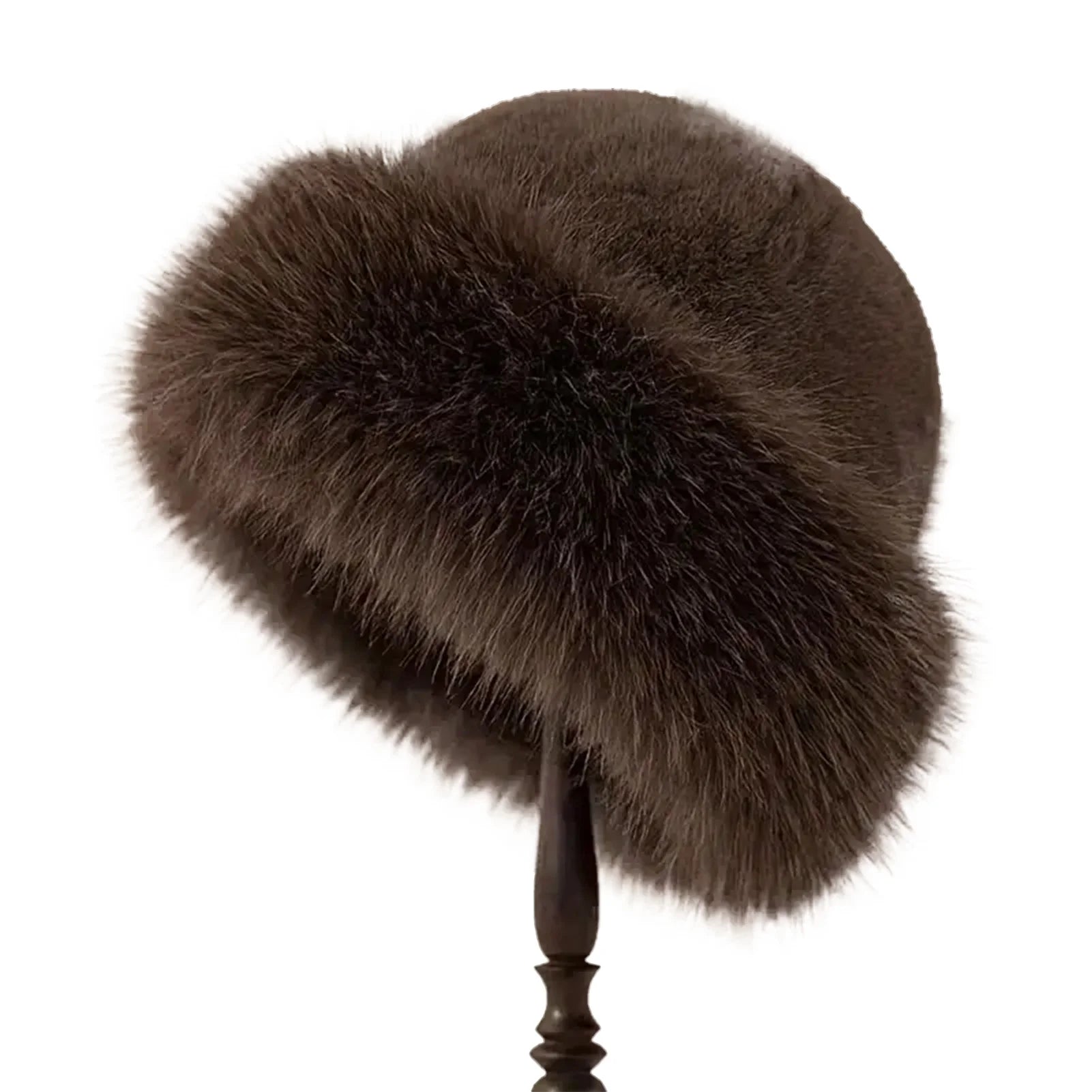Women Luxury Winter Faux-mink Fur Mongolian Hat Thick Warm Round Top Cold-proof Outdoor Thicken Plush Soft Fashion Snow Caps