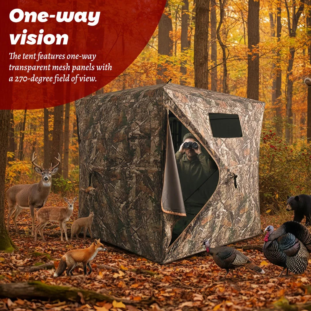 Camouflage Pop-Up Hunting Blind Easy Setup Ground Shelter Outdoor Camo Blind with Storage for Deer Turkey Duck Archery Season