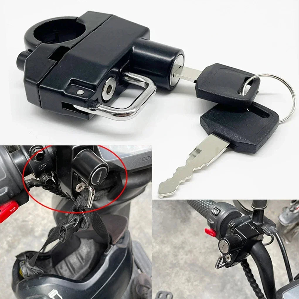 Motorcycle Helmet Lock - Anti-Theft Security with 2 Keys, Compact & Weather Resistant for Motorbike, Scooter, E-Bike Protection