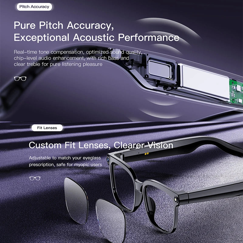 800W Pixel Smart Camera Glasses Wireless Communication Dual Speakers AI Translation Voice Assistant Bluetooth 5.4 Smart Glasses