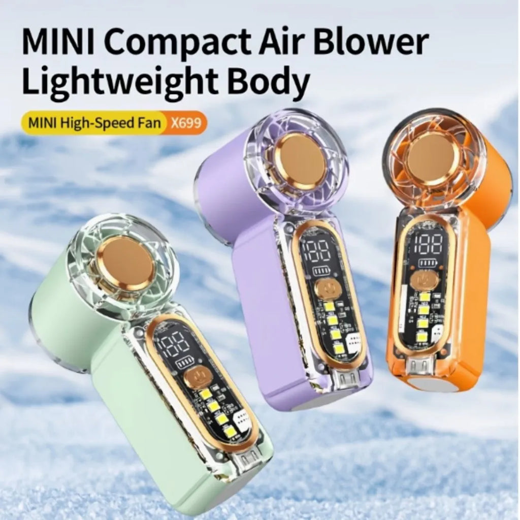 2026 New Mini Handheld Fan, 100 Speed Turbo Wind Gun, USB Rechargeable, Portable Outdoor Cooling Device