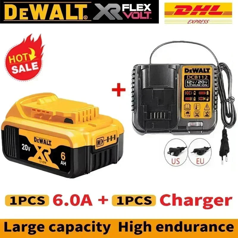 100% Genuine Dewalt 20V Battery,5AH 6AH Rechargeable Lithium Ion Battery, Dewalt DCB200 Power Tool Replacement Battery