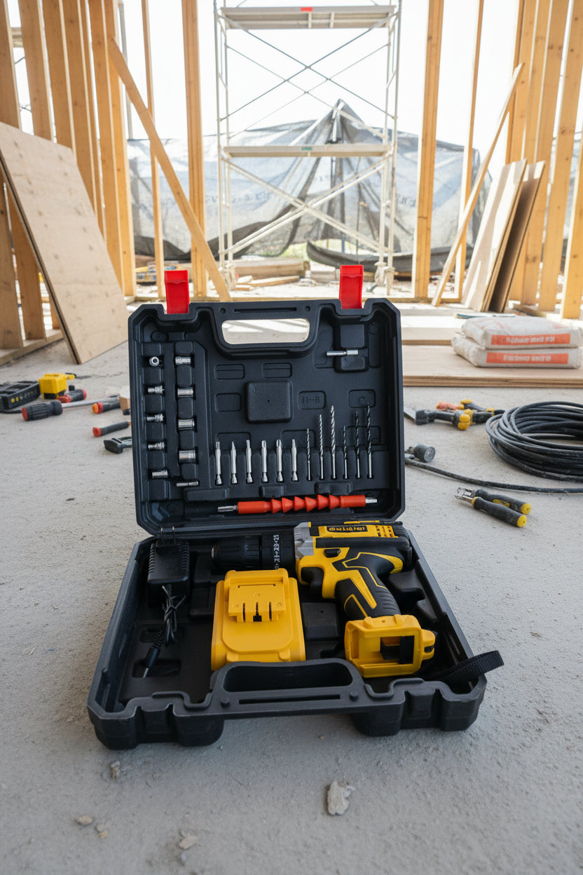 21-volt cordless drill with case